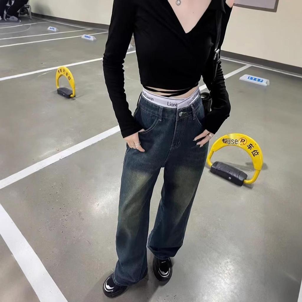 Women's American Retro High Waist Wide Leg Jeans - New Spring/Autumn 2025, Plus Size Slimming Loose Fit