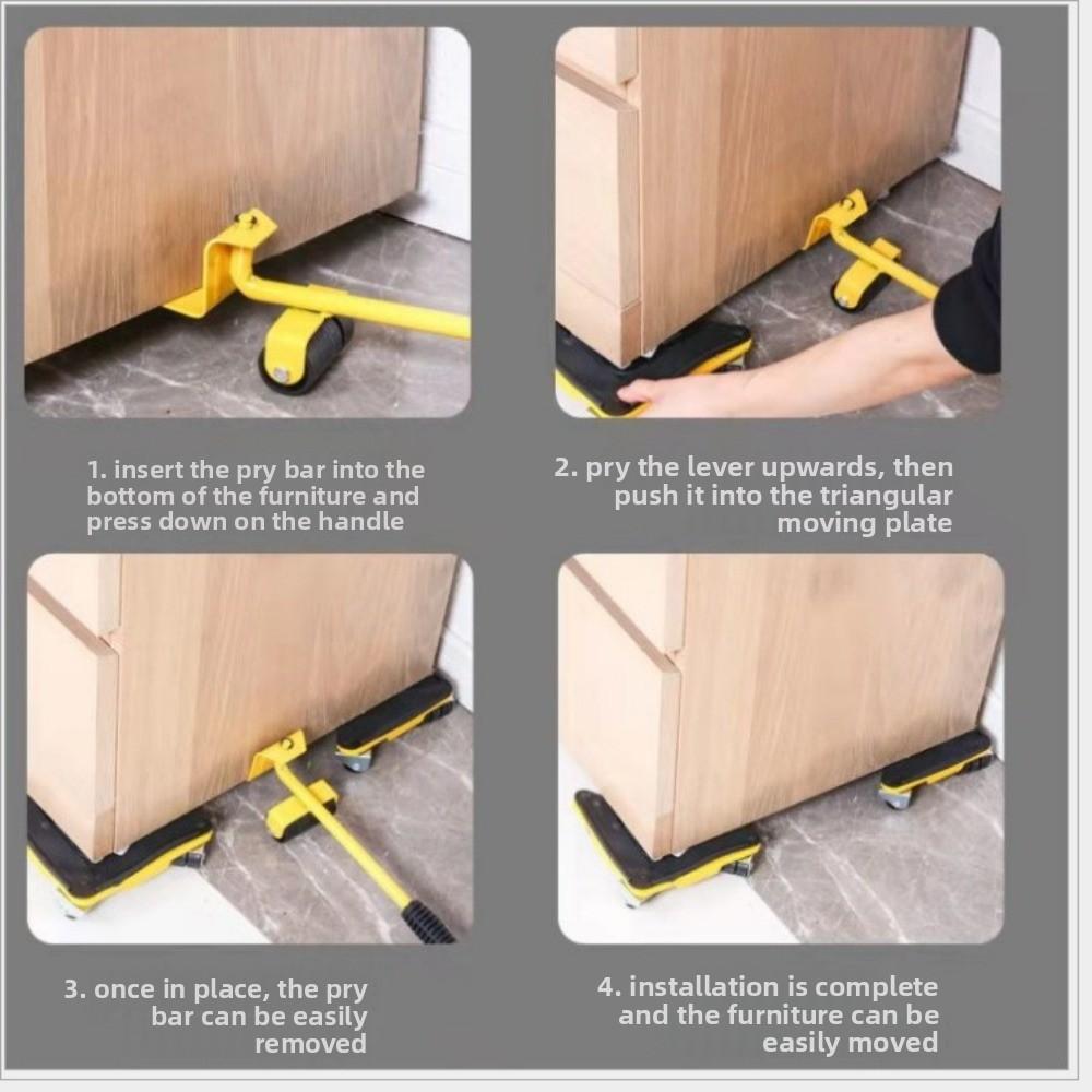 Heavy Duty Furniture Moving Equipment Anti-Rust 360° Rotation Roller Sliders Save Effort Multipurpose Lifting Caster Tool