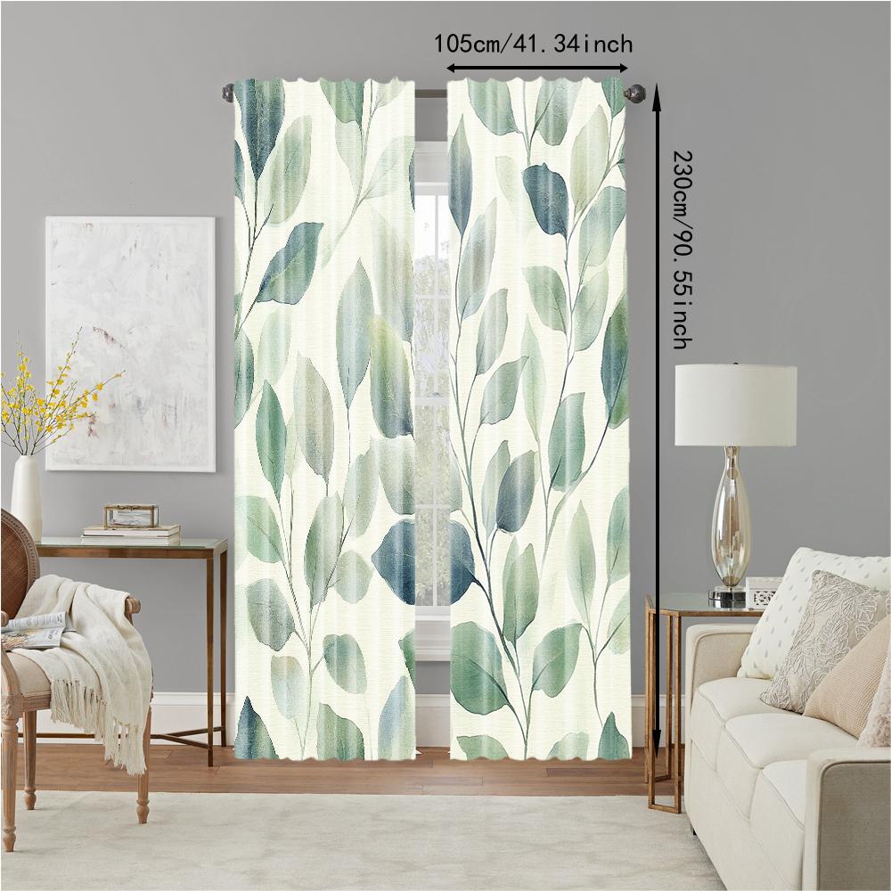2 pcs, versatile polyester transparent curtains for home decoration Lotus Green for use in bedrooms and living rooms