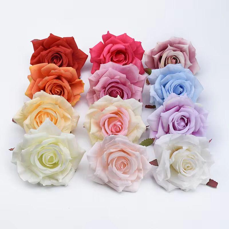

50/100pcs Silk Roses Flowers Wall Room Accessories Festival Car Decoration Home Wedding Cheap Artificial Plants Bride Brooch Diy 50pcs