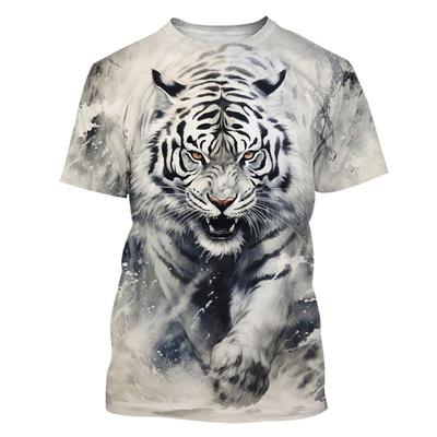3D Tiger Muster Gedrucktes Mode T-Shirt Tiger Element Gedruckt Sommer Neu Herren Personalisiertes Cooles Top Herren Spaß T-Shirt