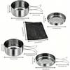 Lightweight 4 Piece Camping Cookware Stainless Steel Pots with Handles for Safe Outdoor Cooking