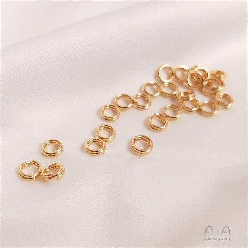Inel de legătură dublu strat umplut cu aur de 14K pentru conservarea culorii pentru bijuterii DIY: Capace de capăt pentru colier și brățară lucrate manual, inele deschise și de legătură.