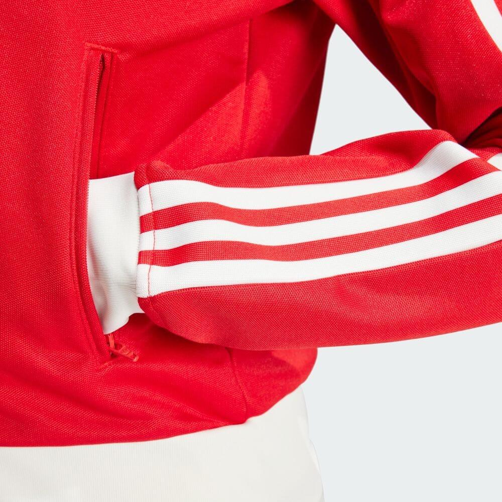 Adidas Originals Ksenia Schnaider Gestreifte Jacke mit Reißverschluss und langen Ärmeln Damenjacke Karmesinrot IW5669