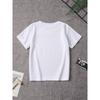 European Size Girls Round Neck Short Sleeved T Shirt with Cartoon Cat Pattern