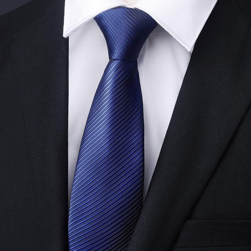Men'S Blue Business Dress Tie Wedding Groom Work Korean Version Zipper-Style No-Beater Tie Gift Box