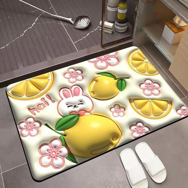 Floor Mat 3D Visual Effect Quick Drying Diatom Mud 40x60cm Flower Pattern Bathroom Anti-slip Floor Mat Daily Use DROPSHIPPING