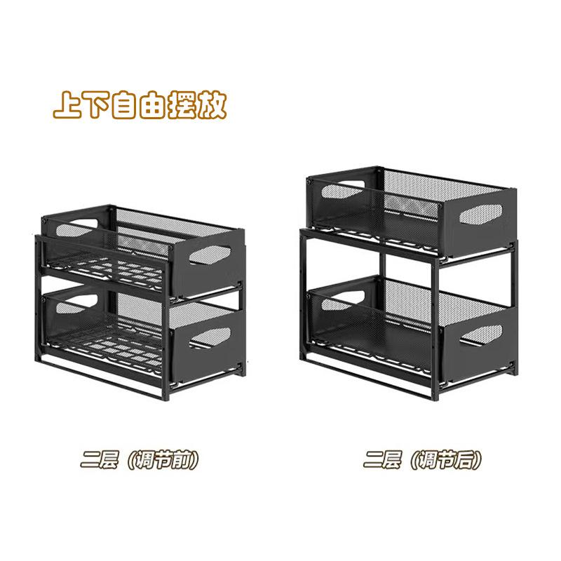 Kitchen Pull Out Under Sink Shelves Large Capacity Organizers With Sliding Drawer For Kitchen Bathroom