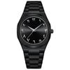 Waterproof Men's Watch Arabic Numeral Alloy Case Stainless Steel Luxury Shiny Black Silver Watch