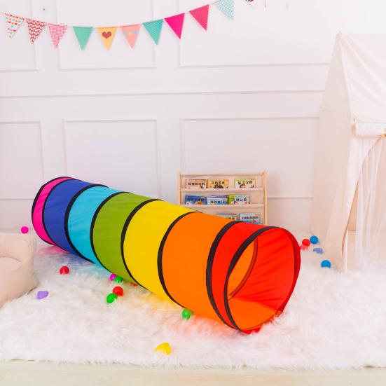 Rainbow Play Tunnel Toy for Babies Toddlers Indoor & Outdoor Tunnel Toy for Kids to Crawl Through Collapsible Pet Crawling Tunnel Bag for Cats Dogs