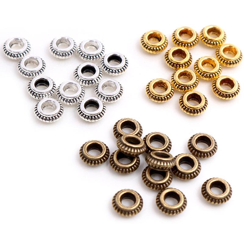 50pcs 5mm Wheel Spacer Beads, Alloy DIY Jewelry Accessories for Bracelets & Necklaces, 40g