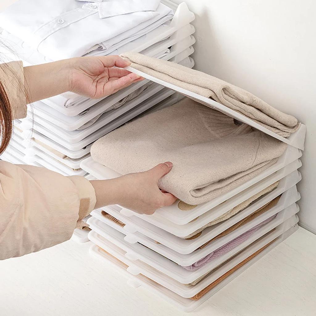 Shirt Storage Board Stackable T-shirt Organizer Folding Clothes Board Multifunctional Portable Clothes Storage with Handle