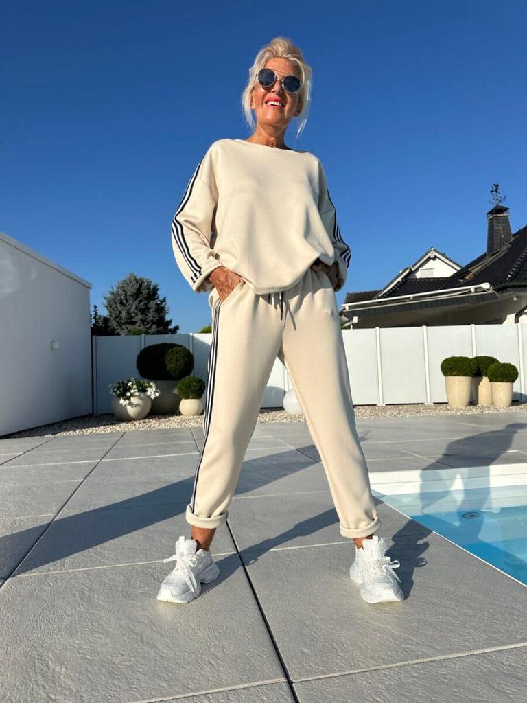 2025 Autumn/Winter Women's Solid Color Braided Patchwork Long Sleeve Crew Neck Top and Long Pants Set