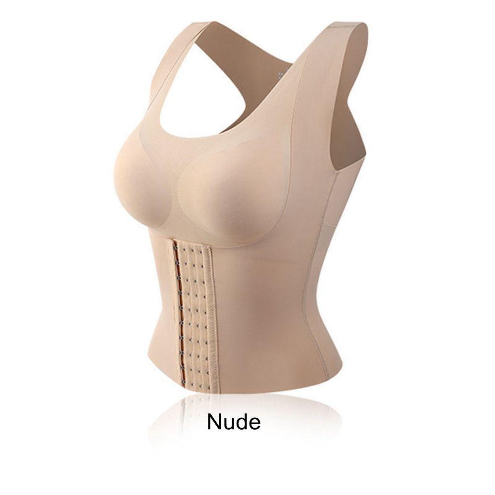 

Регулируемый бюстгальтер на липучке, женский утягивающий жилет-корсет, топ, камисоль с подкладкой, бюстгальтер-корректор осанки M телесный