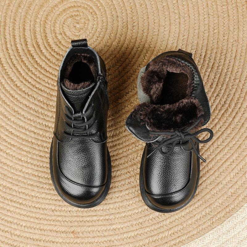 

2025 Зимние Ботинки из Натуральной Кожи Женские Ботильоны Теплый Плюш Ретро Мягкая Коровья Кожа Бренд Женские Зимние Ботинки Большой Размер 41 39 чёрный