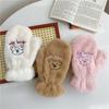 Bär Stickerei Weiche Plüsch Handschuhe Frauen Winter Warm Verdicken Fingerlose Fäustlinge Mädchen Studenten Outdoor Wärmer Geschenke Handschützer