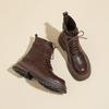 Hand-grabbing Retro Thick-soled Martin Boots Lace-up Short Boots for Women's Spring and Autumn Single Boots Exquisite British Style Thick