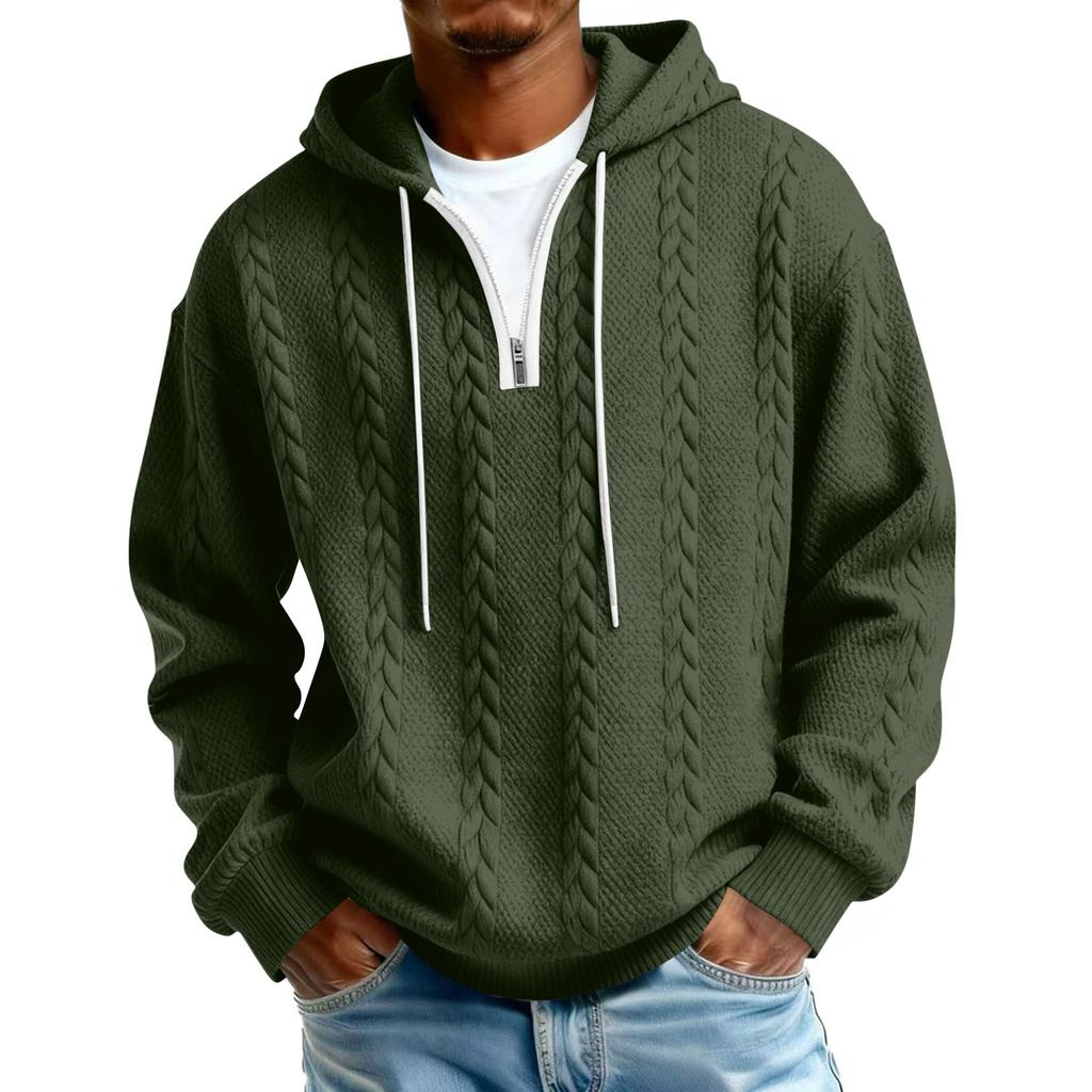 Men's Long Sleeves Leisure Sports Half Zipper Hooded Hood Hoodie
