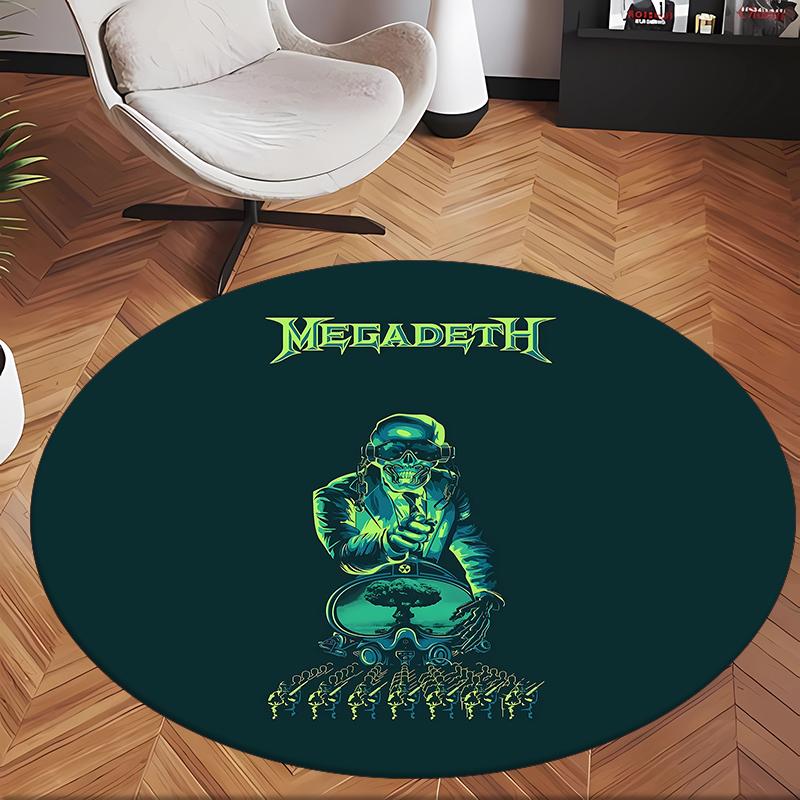 Megadeth (1) Tappeto Rotondo per Ufficio Tappeto Decorativo per Pavimento per Ufficio Camera da Letto Soggiorno e Spazio Domestico