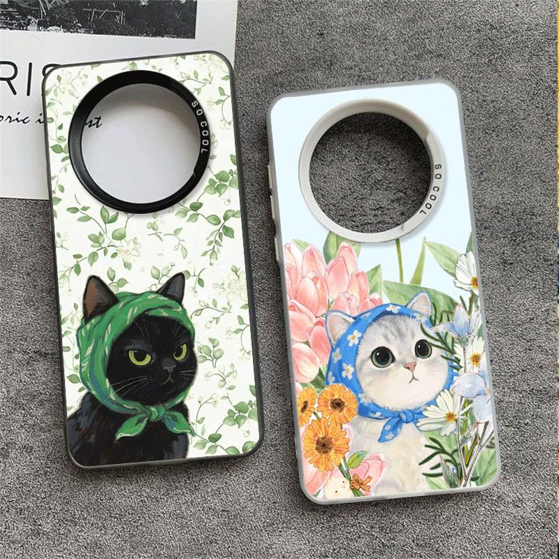 Cute Floral Headscarf Kitten Soft Phone Case for Xiaomi Redmi Note 13 14 15 Pro Plus 12S 12 11S 11 11T 10S 10 Shockproof Cover B
