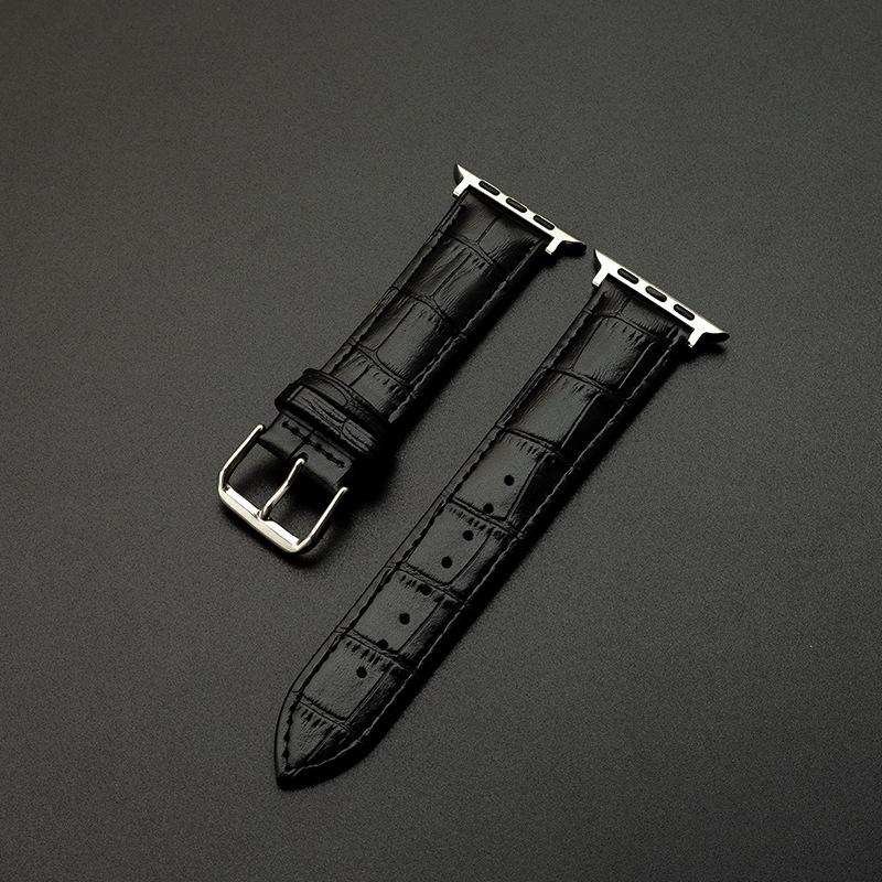 Genuine Leather Bamboo Grain Slim Apple Watch Band for Men & Women - iWatch Ultra Style