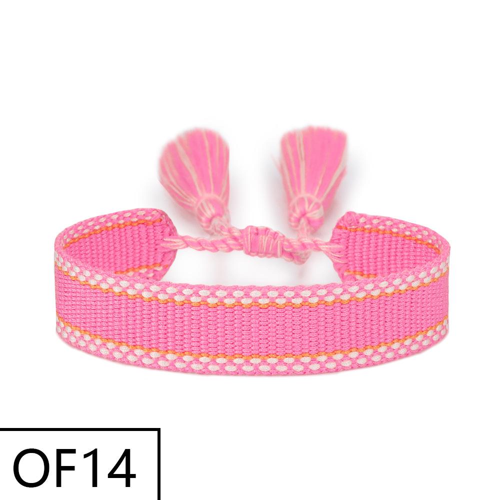 Embroiderable Polyester Cotton Letter Tassel Bracelet for Women – 1.5cm Woven Wristband