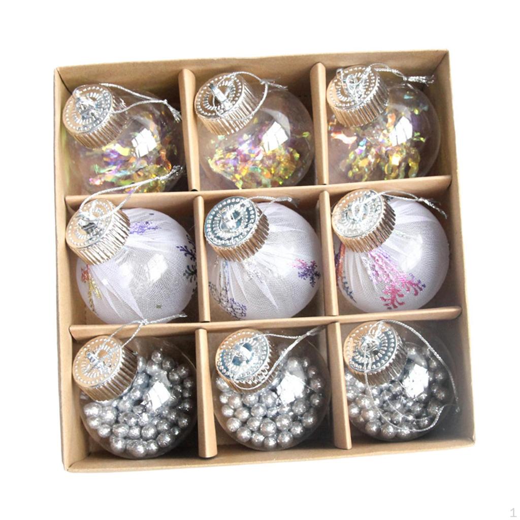 9 Pieces Christmas Balls Ornaments Baubles Pendants Decorative Xmas Tree Decor for