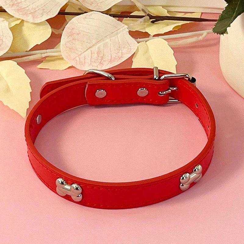 Leather No-Choke Pet Collar for Small and Medium Dogs and Cats