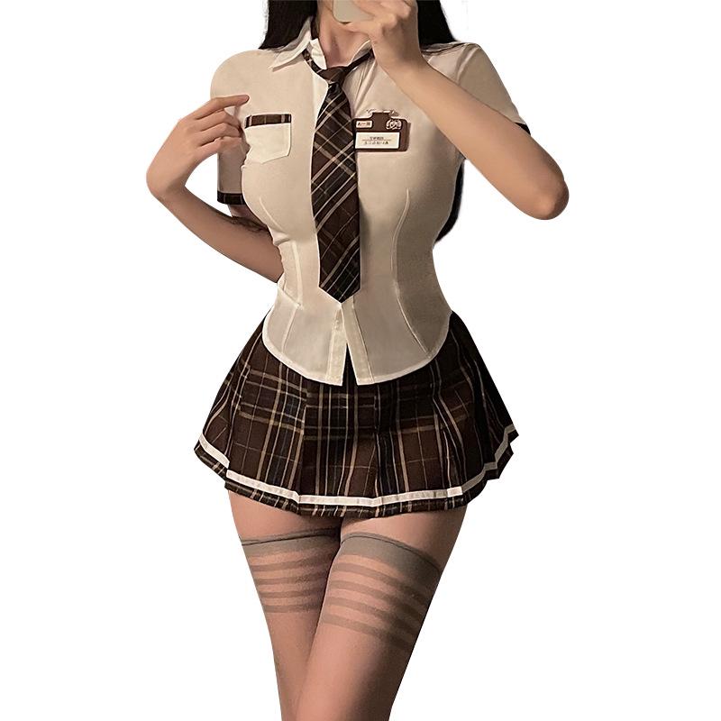Xianyi Sexy Schoolgirl Cosplay Lingerie Set: Temptation JK Mini Skirt & Sukumizu Outfit for Women