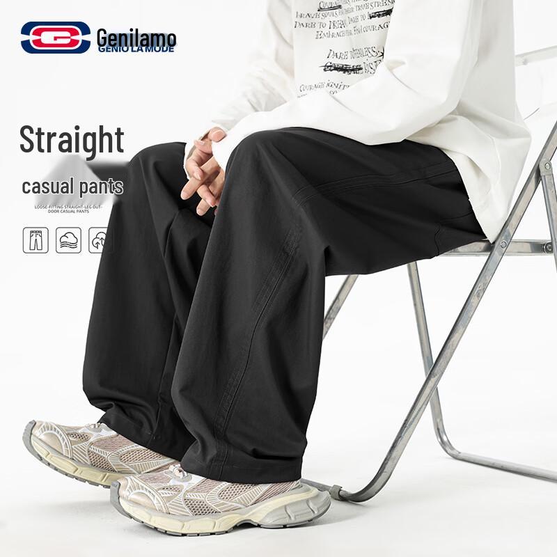 Men s GENIOLAMODE Casual Loose Straight-Leg Pants M