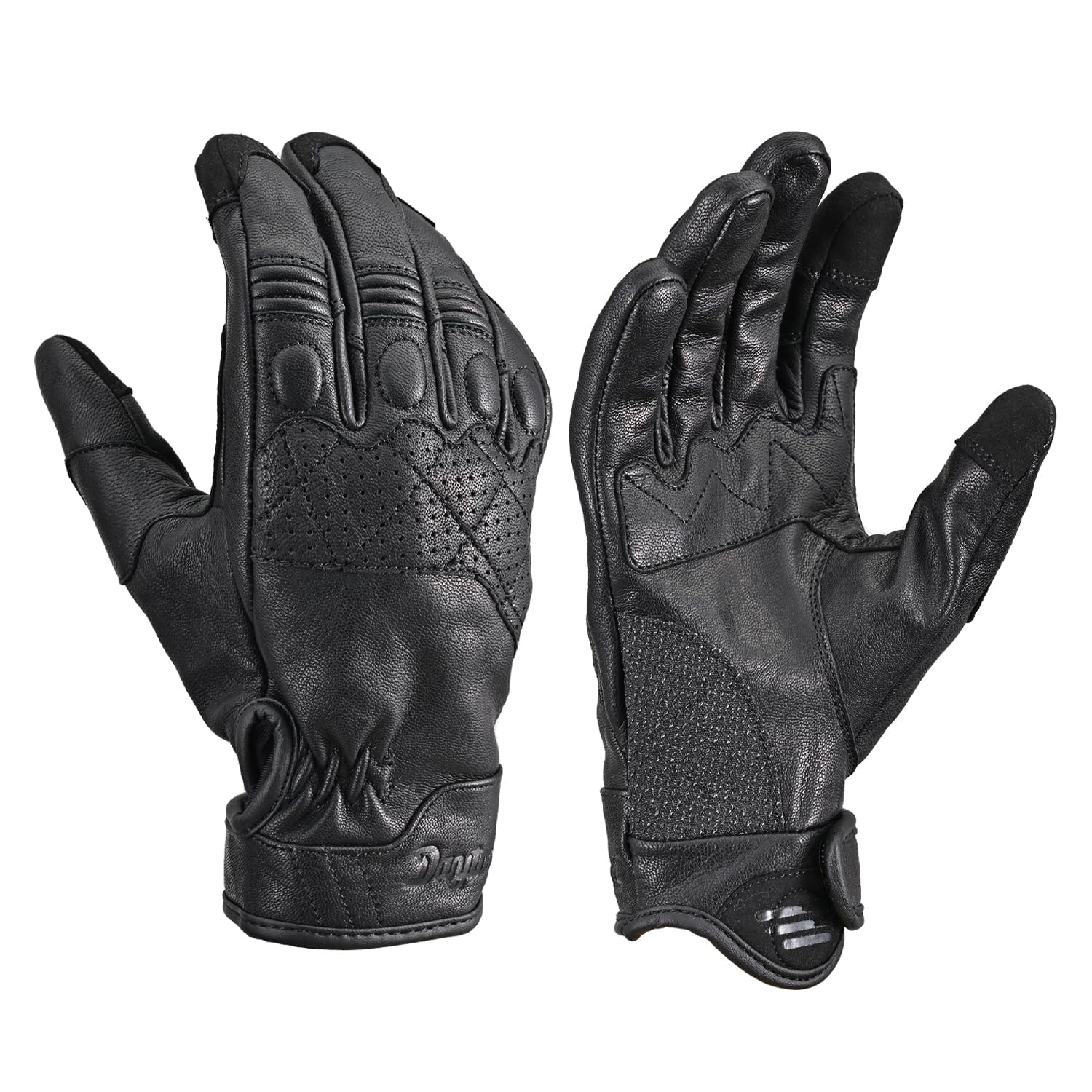 

Daytona Motorcycle Leather Smartphone Throwback Leather Gloves XL 61719 Gloves, (Goat Leather), Winter, Summer, Autumn, Spring, Compatible, DG-019, чёрный