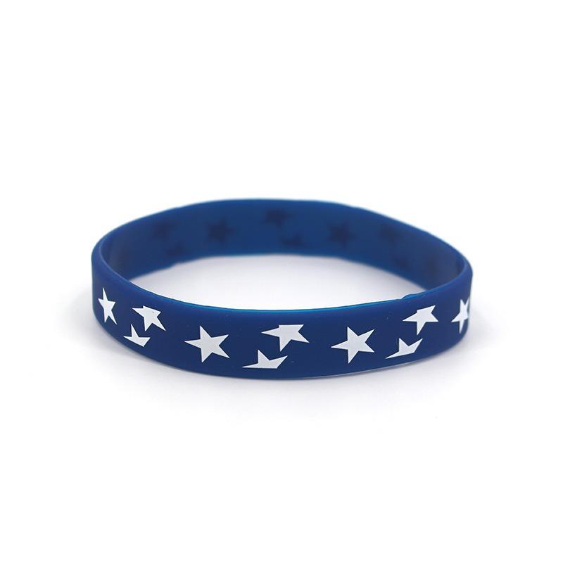 Paquete de 6 Pulsera de Goma Love USA Bandera Estrellada Americana Impresa para Celebrar el Día de la Independencia Pulsera de Silicona