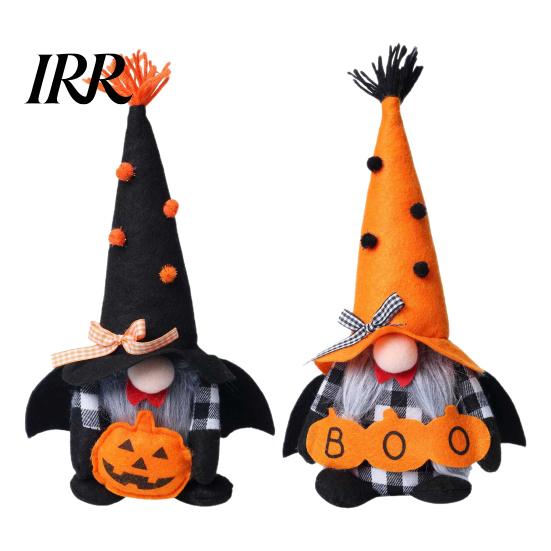 Festive Home Decor Halloween Plush Gnome Decoration, Spooky Orange Black Boo Pumpkin Swedish Tomte Decorative Toys Figurine, Elf Dwarf Ornaments