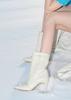 Crescentseoul Demilune Jewel Strap Half Ankle Leather Boots Ivory