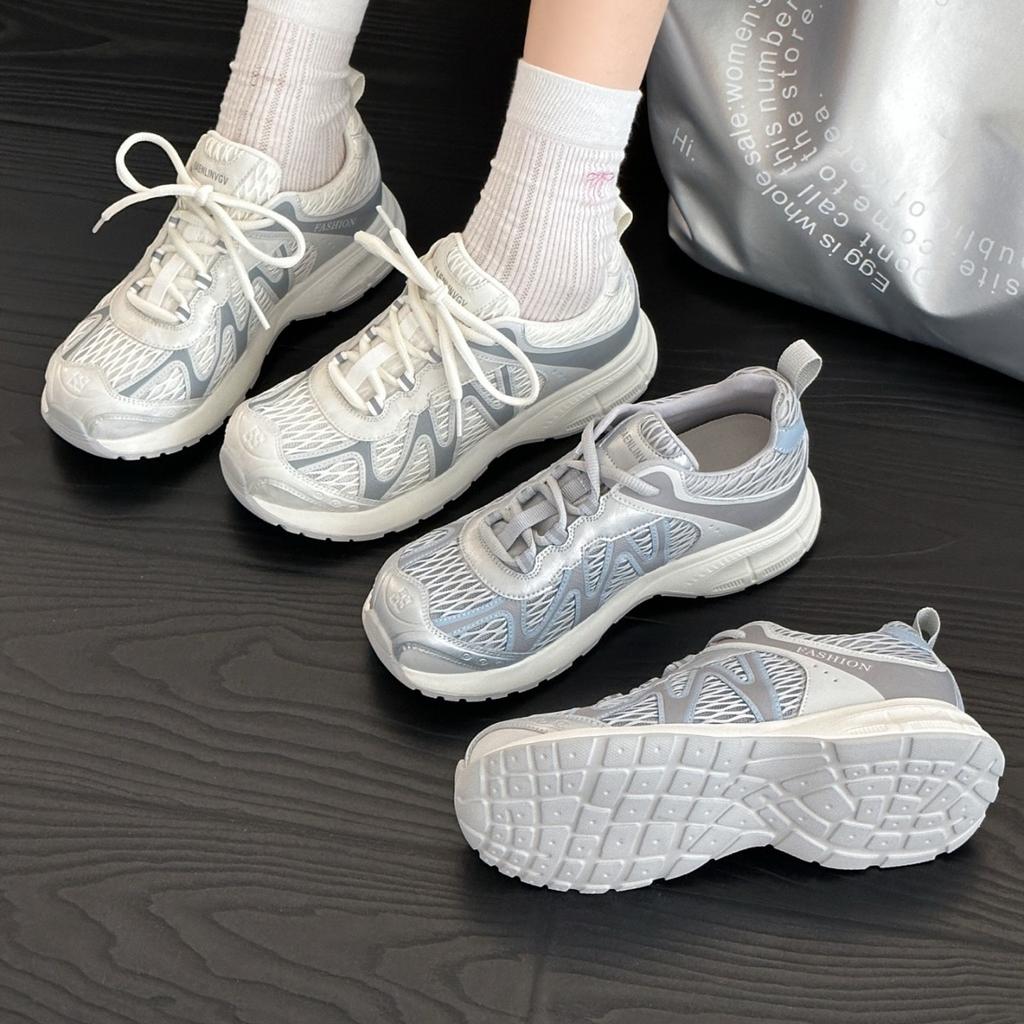 2025 popular thick-soled heightening little white shoes women's summer hollow breathable fashion versatile sports and leisure board shoes with skirts