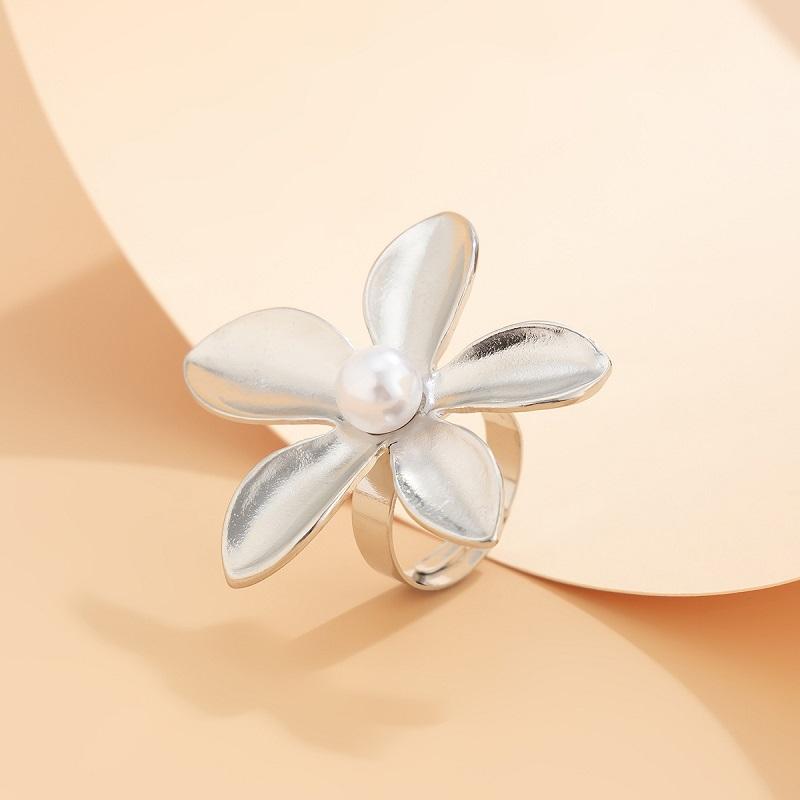 Übertriebene Metall Große Seestern Blume Ringe für Damen Vintage Gothic Goldfarbe Geometrisch Verstellbarer Fingerring Zirkon