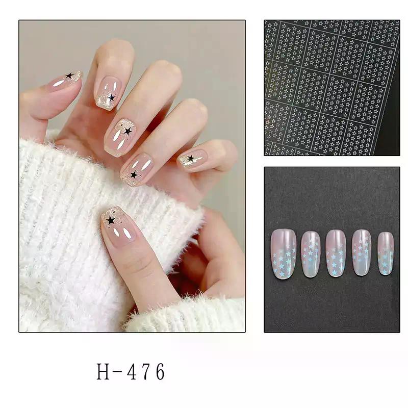 1 Sheet Nail Art Hollow Out Sticker Star Butterfly Love Adhesive Template Stamp Stickers Nail Art Decoration Charm Nail Decals