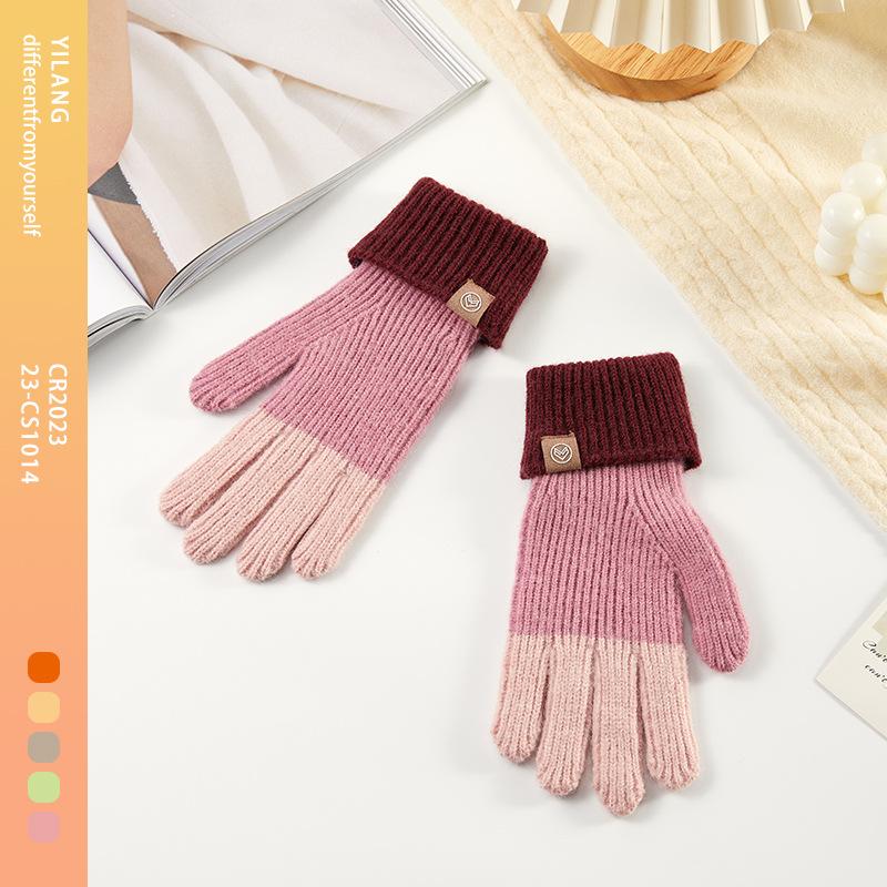 BrandNew FallSeason and ColdSeason Style Korean Version of Warm Knitted Gloves Dew Refers To Riding Ladies Cold Plus Velvet Gloves