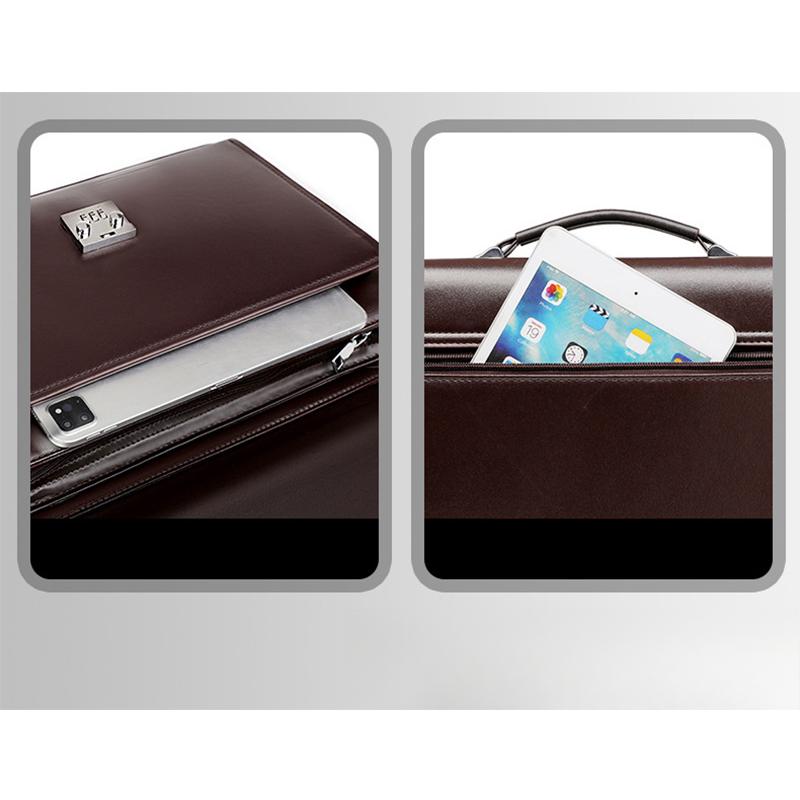 Heren Computer Draagbare Wachtwoordvergrendeling Tas met Meerdere Vakken Waterdicht Grote Capaciteit Geavanceerde Slijtvaste Crossbody Aktetas