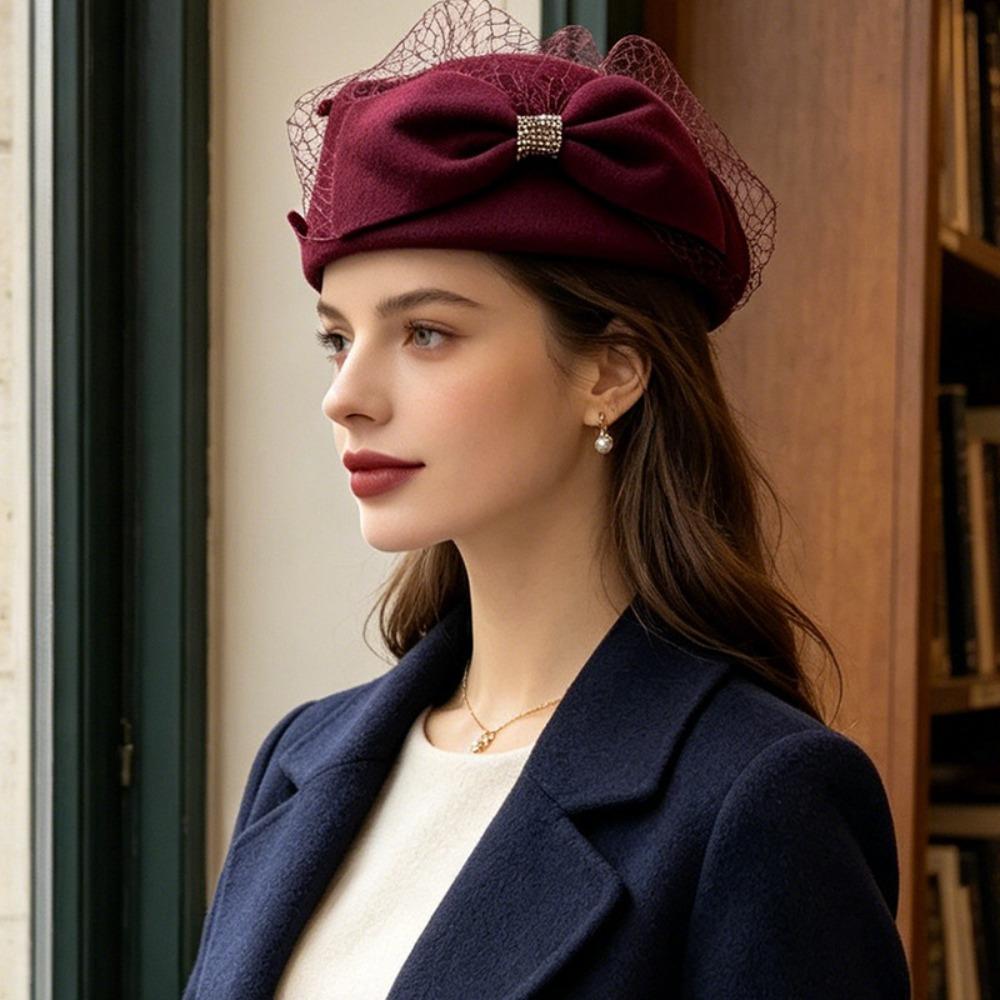 Klobouky Fedora Síťovaný Top Hat Francouzský Styl Klobouk Pillbox Klobouk Fedora s Mašlí Koktejlová Událost