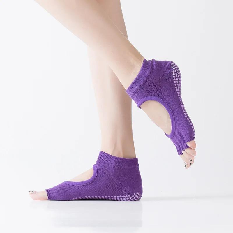 Women Five Toe Backless Pilates Socks Non Slip Fitness Workout Yoga Socks Ladies Breathable Sports Ballet Dance Slippers Gym