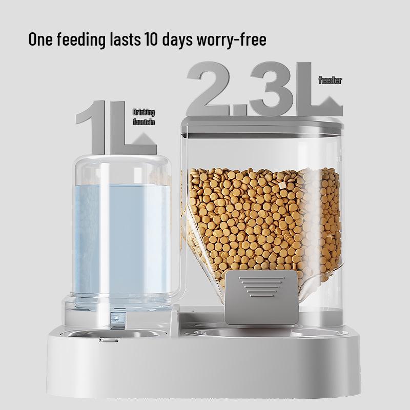 Automatic Pet Feeder & Water Dispenser: Dual Cat/Dog Bowls, Cervical Spine Protect, All-in-One Pet Supplies.