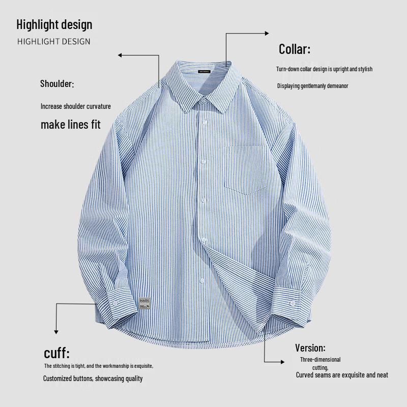 Mark Fairwhale Men's Striped Oxford Long Sleeve Shirt