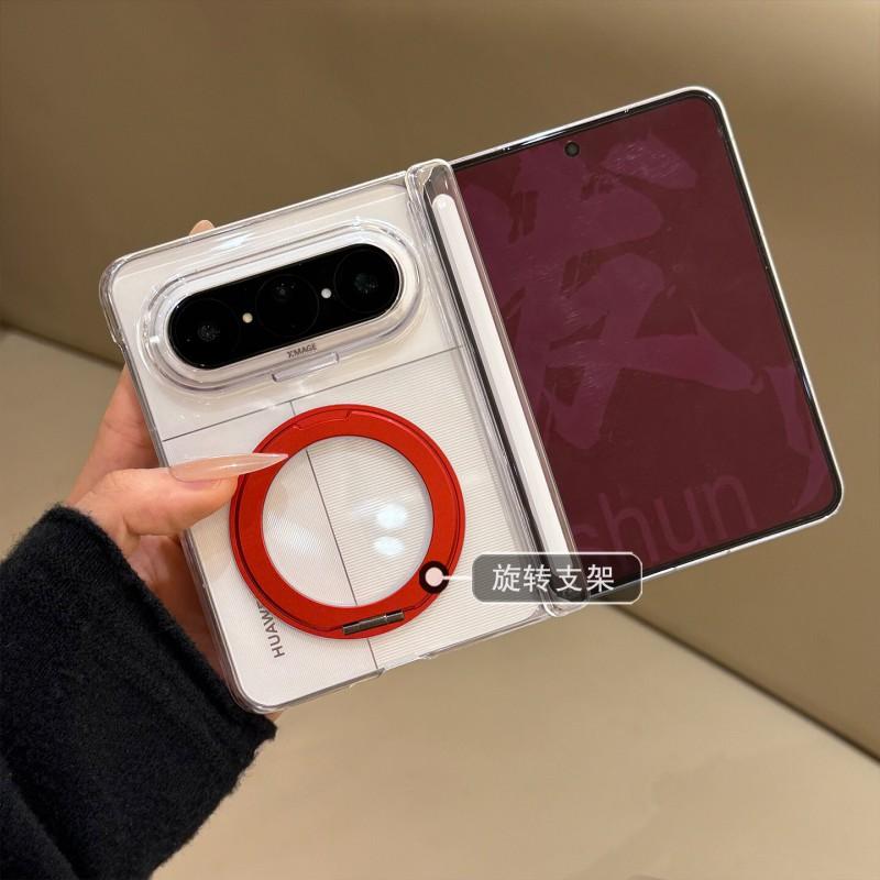 Foldable Phone Case With 360 Rotating Stand Mate X7 Find N6 Puraxmax Compatible Transparent Dual-Hinge Design