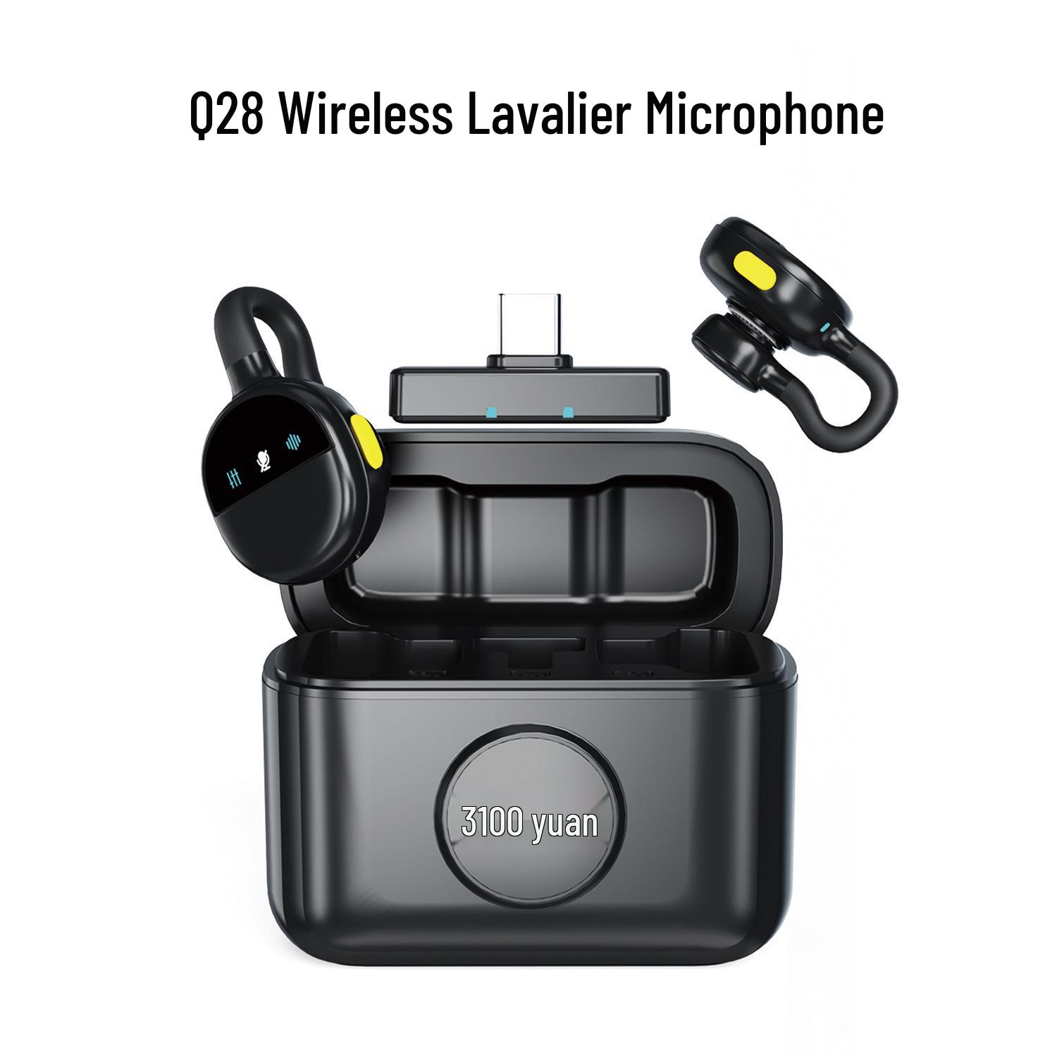 

Q28 Wireless Lavalier Microphone: Clear Sound, Intelligent Noise Reduction, Long-Range Pickup, Charging Case Included Type-C Interface Android + Apple 15-17