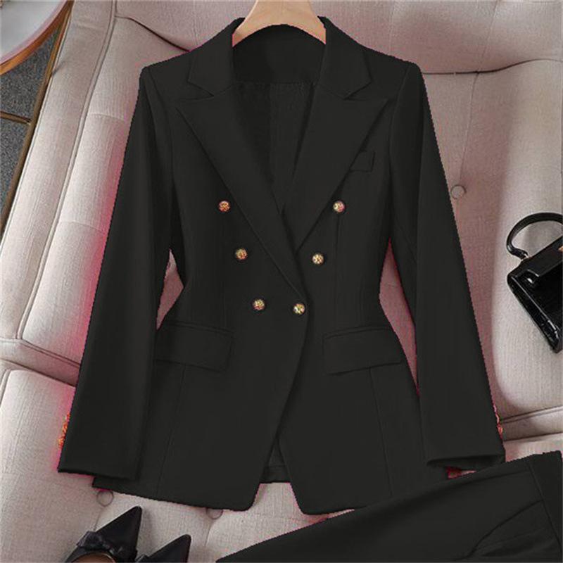 Blazer a tinta unita e a quadri da donna, Giacca da completo in misto cotone poliestere stile urbano, Blazer da pendolare per l'ufficio