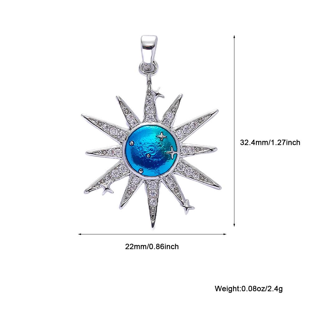 Trendy Sun Pendant Copper Gold-Plated Drip Oil DIY Jewelry: Necklace, Bracelet, Earring Accessories for Women