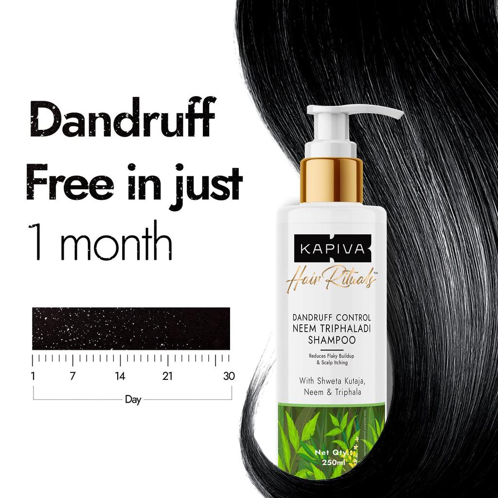 Kapiva Dandruff Control Neem Triphaladi Shampoo 250ml Pack for Healthy Scalp & Hair Strength
