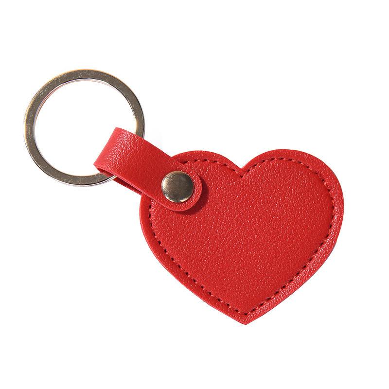 Leather Key Chain Fashion Leather Heart Shape Keychain Women Car Key Holder Home Key Ring Charm Bag Car Pendant Gift