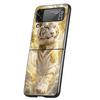 Phone Case for Samsung Galaxy Z Flip 3 4 5 6 7 Folding Black Shell For Samsung Z Flip4 Flip5 PC Hard Cover Animal White Tiger